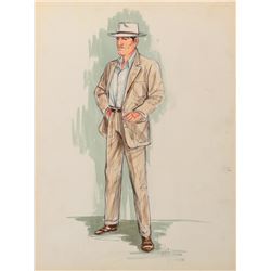 Clark Gable “Hank Lee” costume sketch by Jack Muhs for Charles LeMaire for Soldier of Fortune.