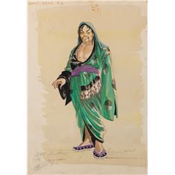 Thomas Gomez “Wang Khan” costume sketch by Yvonne Wood for The Conqueror.