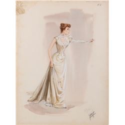 Shirley MacLaine “Dell Payton” costume sketch by Walter Plunkett for The Sheepman.