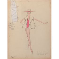 Gina Lollobrigida “Giulietta Cameron” costume sketch by Helen rose for Go Naked in the World.
