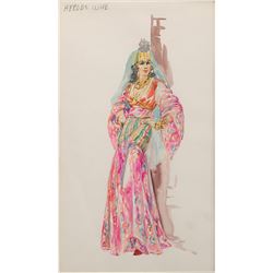 Marjorie Best “Herod’s Wife” costume sketch for The Greatest Story Ever Told.