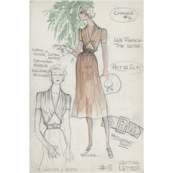 Lee Remick “Leslie Crosbie” costume sketch by Donald Brooks for The Letter.