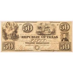 Republic of Texas $50 Bill Treasury Note