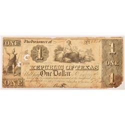 Republic of Texas $1 Bill Treasury Note