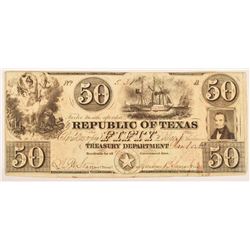 Republic of Texas $50 Bill Treasury Note