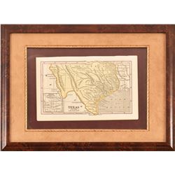 1840s Republic of Texas Pocket Map Framed
