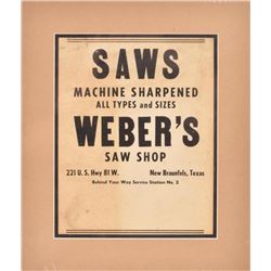 Vintage Saw Sharpening Advertisement New Braunfels