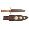 Image 1 : Large Bowie Knife with Stag Handle & Sheath
