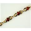 Image 1 : 14K GOLD BRACELET GARNETS = FIVE CARATS! (61437)