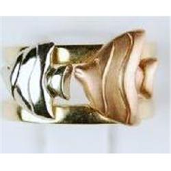 14k GOLD RING W FISHES! (31465)