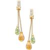 Image 1 : 14k Gold Earrings Peridot, Citrine, Diamonds (61942)