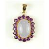 Image 1 : 14K GOLD PENDANT LAVENDAR JADE w AMETHYSTS (61311)