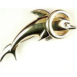 14K GOLD PIN of a DOLPHIN (61309)