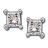 Image 1 : 14K White Gold Earrings PRINCESS CUT DIAMONDS (61241)