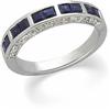 Image 1 : 14k White Gold Wedding Band SAPPHIRES w DIAMONDS (59058)