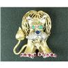 Image 1 : 18K GOLD Pin LION w RUBYS  DIAMOND  SAPPHIRE JADES (61183)