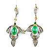 Image 1 : ANTIQUE EARRINGS EMERALD w ROSE CUT DIAMONDS (61786)