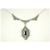 Antique Style Sterling Silver Garnet Necklace (60572)