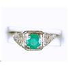 Image 1 : ANTIQUE STYLE WHITE GOLD RING EMERALD .90 CARATS! FILIGREE (62075)