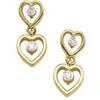 Image 1 : 14K EARRINGS 2 GOLD HEARTS 2 DIAMONDS (62184)