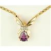 Image 1 : 14K GOLD NECKLACE AMETHYST w DIAMONDS (61321)