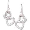 Image 1 : 14k White Gold Earrings Dangling Hearts w DIAMONDS (60496)