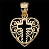 14k Yellow Gold Heart Cross Pendant. (59869)