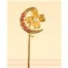 Image 1 : ANTIQUE ART NOUVEAU 14k GOLD STICKPIN GARNETS PEARL (61038)