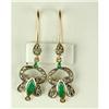 Image 1 : ANTIQUE GOLD EARRINGS EMERALD ROSE CUT DIAMONDS (61111)