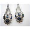 Image 2 : ANTIQUE Style EARRINGS SAPPHIRES ROSE CUT DIAMONDS (61152)