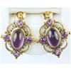 Antique Style Yellow Gold Amethyst Earrings (59428)