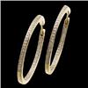 Image 1 : 14K GOLD HOOP EARRINGS DIAMONDS ONE CARAT! (59227)