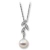 Image 1 : 14k WHITE GOLD NECKLACE PEARL w DIAMONDS (61002)