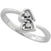 Image 1 : 14K WHITE GOLD RING 2 HEARTS 2 DIAMONDS (62179)