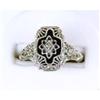 Antique Style Filigree Ring Black Onyx w Diamond (43035)