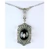 Antique Style Sterling Silver Black Onyx Necklace (41778)