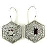 Antique Style Sterling Silver Filigree Garnet Earrings. (60696)