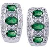 Image 1 : Outstanding 14k White Gold EMERALD DIAMOND Earrings (60427)
