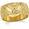 Image 1 : Wide Gold Wedding Band SZ 7 HAND ENGRAVED (60649)