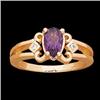 Image 1 : 14k Gold Ring Pear AMETHYST w  Princess DIAMONDS (58829)