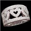 14k White Gold DIAMOND WEDDING BAND w HEARTS (58837)