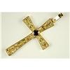 Image 1 : Antique 14k GOLD CROSS w GARNET (59370)