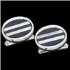 Image 1 : Sterling Silver Cufflinks w Onyx and Mother of Pearl (61971)