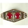 Image 1 : ANTIQUE STYLE RING 2 RUBYS w FILIGREE (62252)