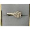 Image 2 : ANTIQUE WHITE GOLD FILIGREE RING 3 DIAMONDS (43153)