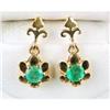 Image 1 : ANTIQUE Style GOLD EARRINGS w  EMERALD (59389)