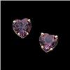 Image 1 : 14k Gold Earrings HEART SHAPE AMETHYST  1 CT! (60594)