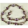ANTIQUE Bracelet STERLING AMETHYSTS 8 inch (60936)