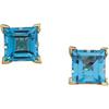 Image 1 : 14K GOLD EARRINGS PRINCESS BLUE TOPAZ (61049)