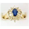 Image 1 : 14K GOLD RING FINE SAPPHIRE 1 CARAT W DIAMONDS! (61562)